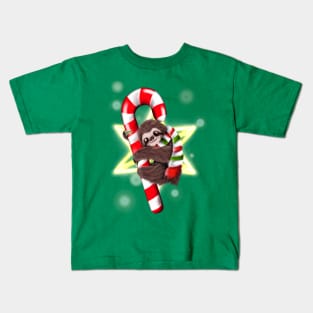 Candy cane sloth Kids T-Shirt